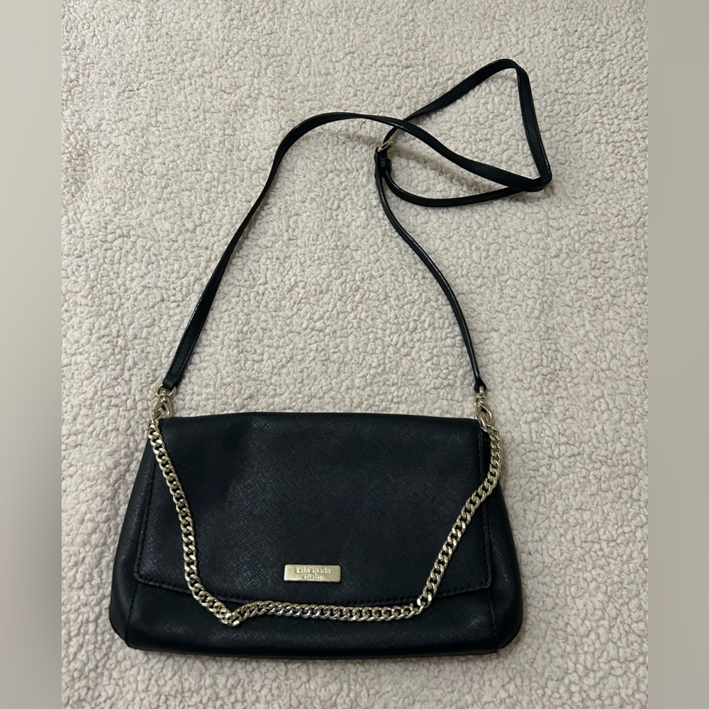 Chic Black Crossbody Bag with Gold Chain